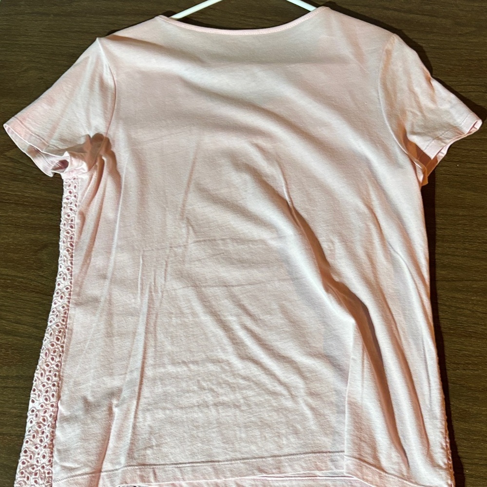 Croft & Barrow Light Pink Eyelet Short Sleeve Top - Picture 4 of 4